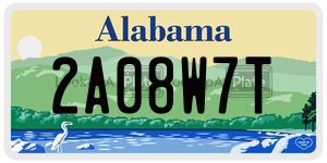 2A08W7T  license plate in AL