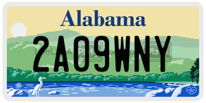 2A09WNY  license plate in AL