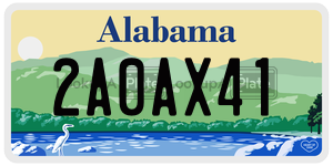 2A0AX41  license plate in AL