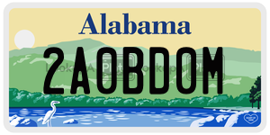 2A0BD0M  license plate in AL