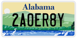 2A0ER8Y  license plate in AL