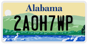 2A0H7WP  license plate in AL