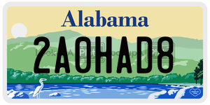 2A0HAD8  license plate in AL