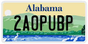 2A0PUBP  license plate in AL