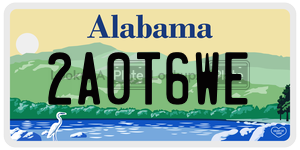 2A0T6WE  license plate in AL