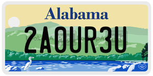2A0UR3U  license plate in AL