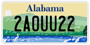 2A0UU22  license plate in AL