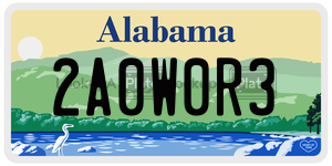 2A0W0R3  license plate in AL
