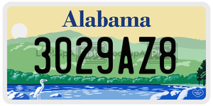 3029AZ8  license plate in AL