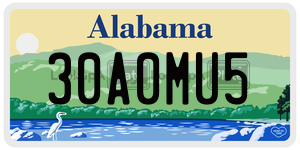 30A0MU5  license plate in AL