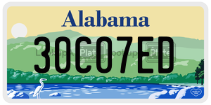 30C07ED  license plate in AL