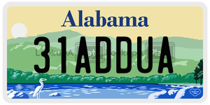 31ADDUA license plate in Alabama