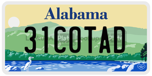31C0TAD  license plate in AL