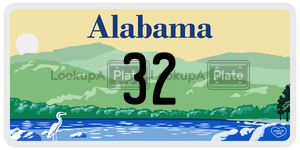 32  license plate in AL