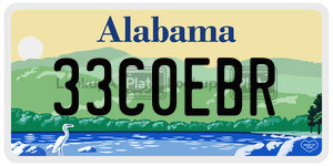 33C0EBR  license plate in AL