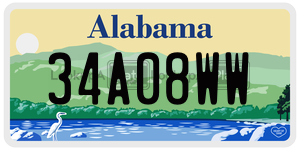 34A08WW  license plate in AL