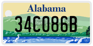 34C086B  license plate in AL