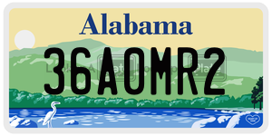 36A0MR2 license plate in Alabama