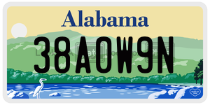 38A0W9N  license plate in AL