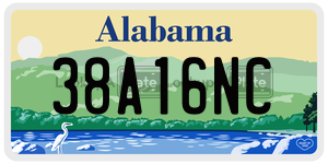 38A16NC  license plate in AL