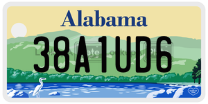 38A1UD6 license plate in Alabama