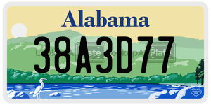 38A3D77 license plate in Alabama