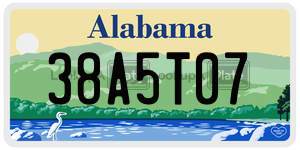 38A5T07 license plate in Alabama