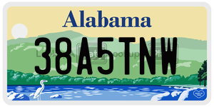 38A5TNW  license plate in AL