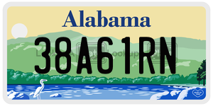 38A61RN  license plate in AL