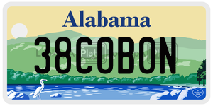 38C0B0N  license plate in AL