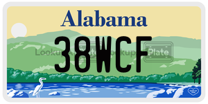 38WCF  license plate in AL