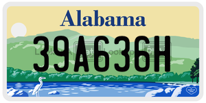 39A636H license plate in Alabama