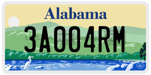 3A004RM  license plate in AL