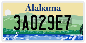 3A029E7  license plate in AL