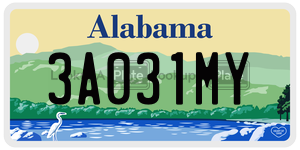 3A031MY  license plate in AL