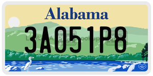 3A051P8  license plate in AL