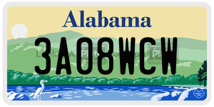 3A08WCW  license plate in AL