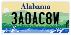 3A0AC8W  license plate in AL