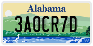 3A0CR7D  license plate in AL
