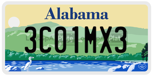 3C01MX3  license plate in AL