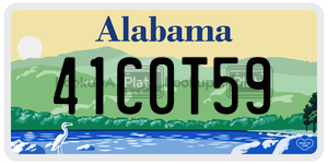 41C0T59  license plate in AL