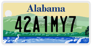 42A1MY7  license plate in AL