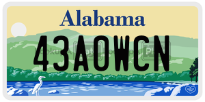 43A0WCN  license plate in AL
