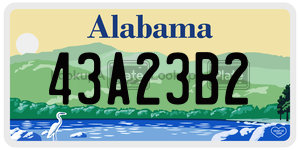 43A23B2 license plate in Alabama