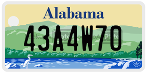 43A4W70  license plate in AL