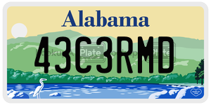 43C3RMD  license plate in AL