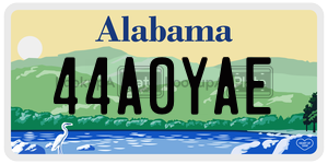 44A0YAE  license plate in AL