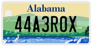44A3R0X  license plate in AL