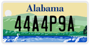 44A4P9A  license plate in AL
