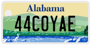 44C0YAE  license plate in AL